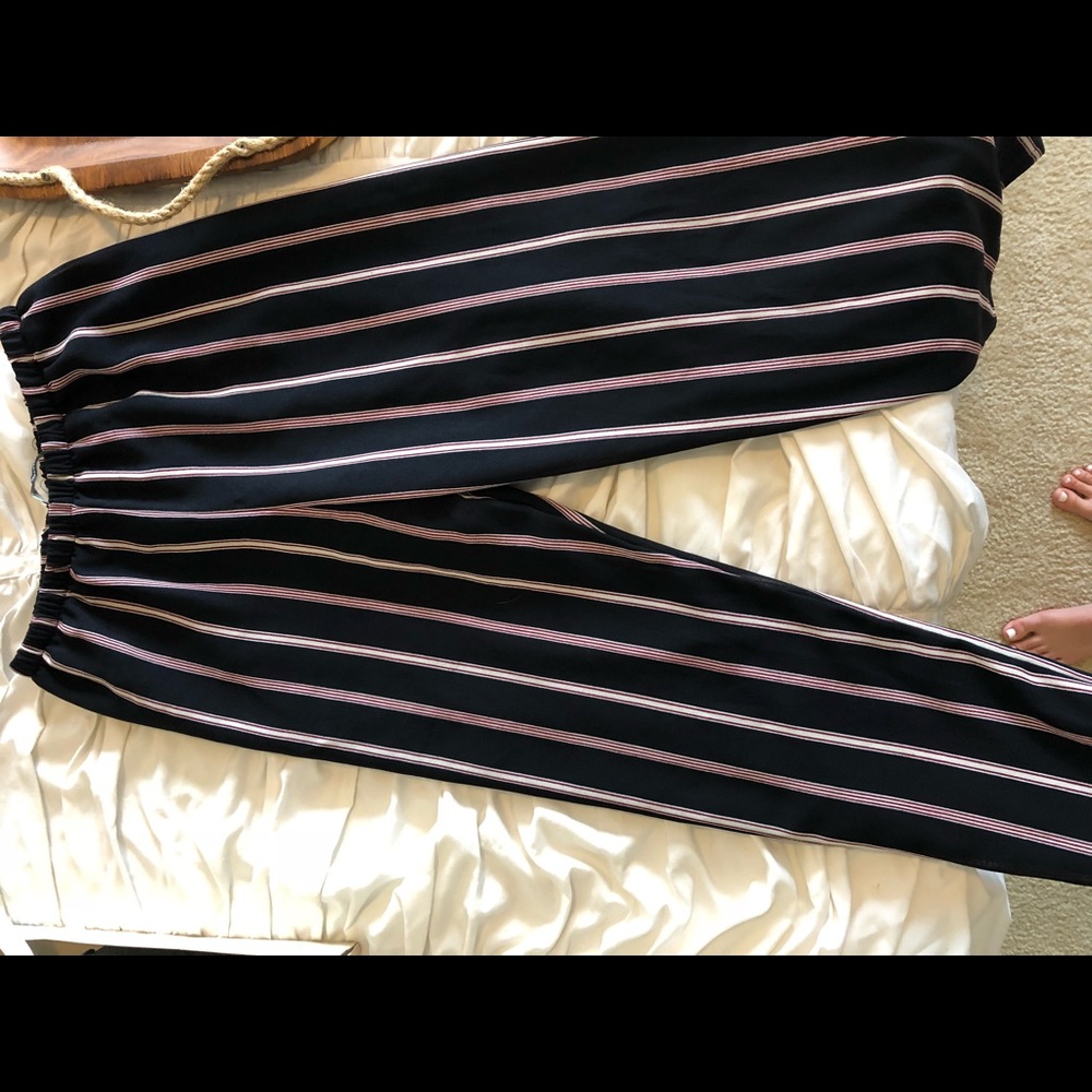 Brandy Melville Navy and Red striped Pants
